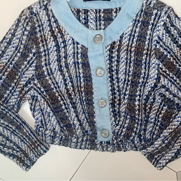 Zara Combination Textured Denim top - Picture 3 of 9